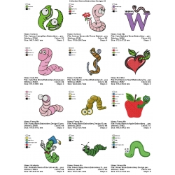 Collection Worms Embroidery Designs 03